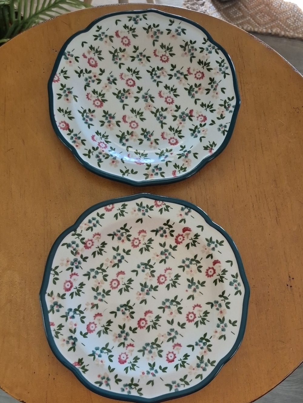 The Pioneer Woman Green Fall Flowers Scalloped Salad Plates (Set of 2)